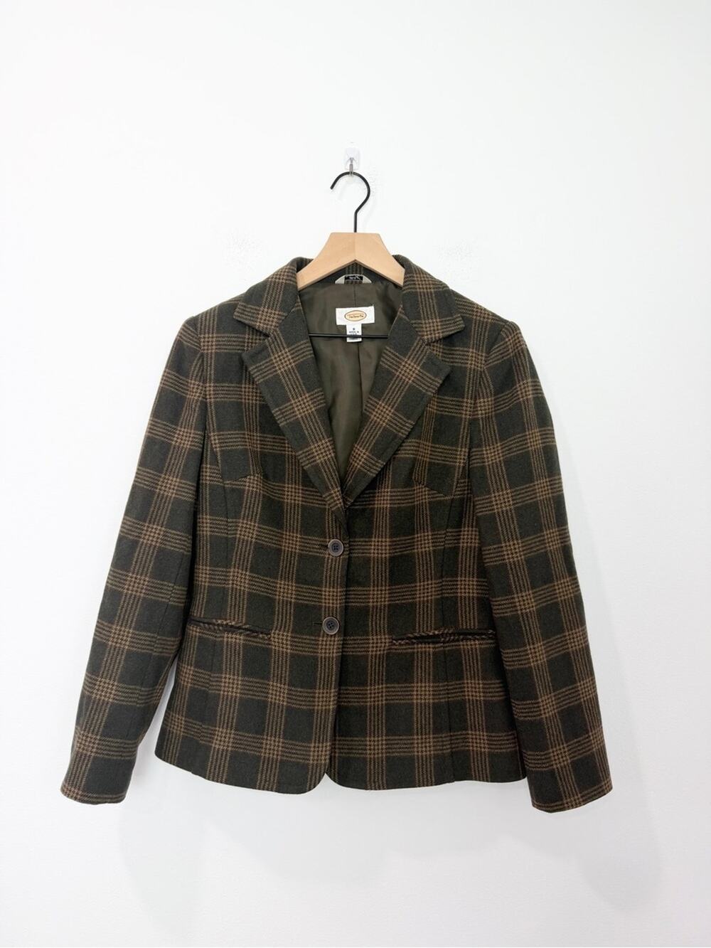 Talbots Vintage Italian Wool Tartan Jacket Blazer lined Size 8 Academia